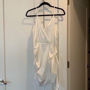 Wayf white mini wrap dress